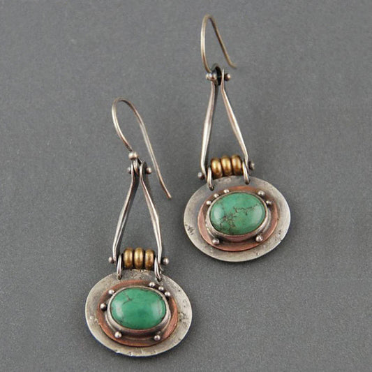 TWO-TONE TURQUOISE GEM EARRINGS