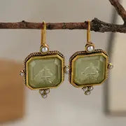 CELESTIAL GREEN PEARL EARRINGS