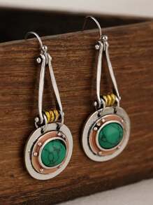 TWO-TONE TURQUOISE GEM EARRINGS