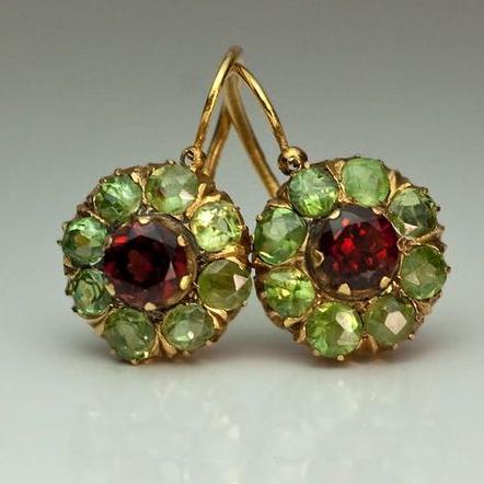 RADIANT GREEN AND RED CRYSTAL EARRINGS