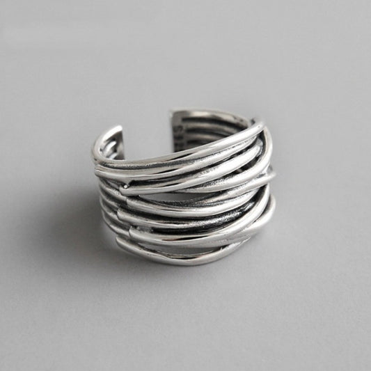 CLASSIC STACKED SILVER RING