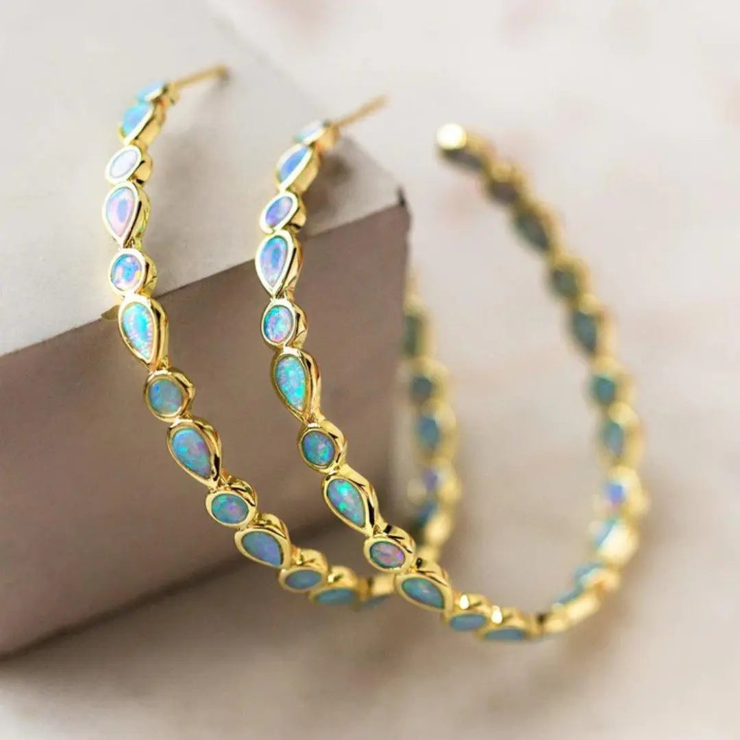 DIVINE BLUE OPAL GOLDEN EARRINGS