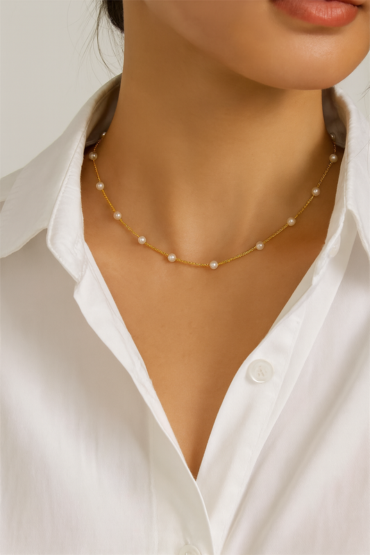 GOLDEN PEARL CHAIN CHOKER