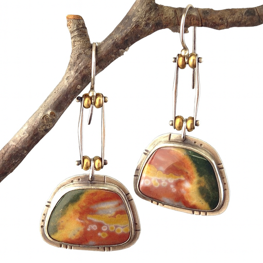 ARTISAN RAINBOW JASPER EARRINGS