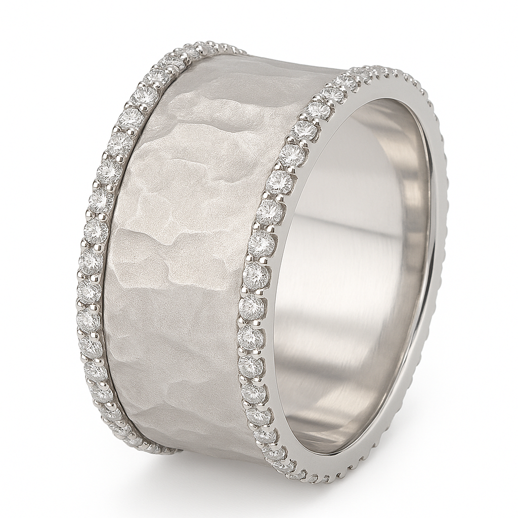 FROSTED SILVER BAND WITH ZIRCONIA