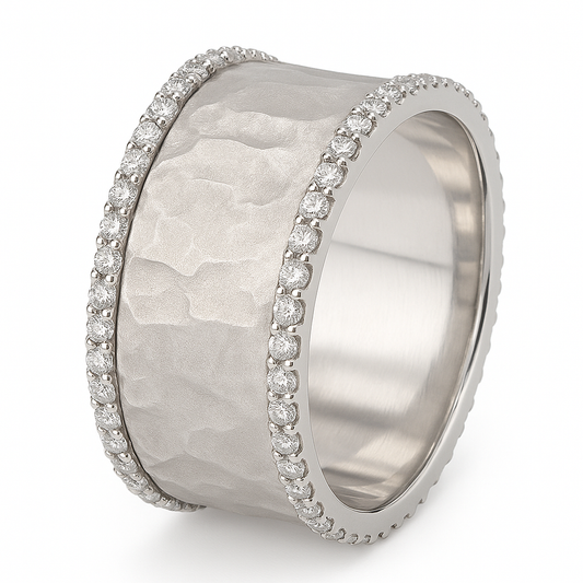 FROSTED SILVER BAND WITH ZIRCONIA