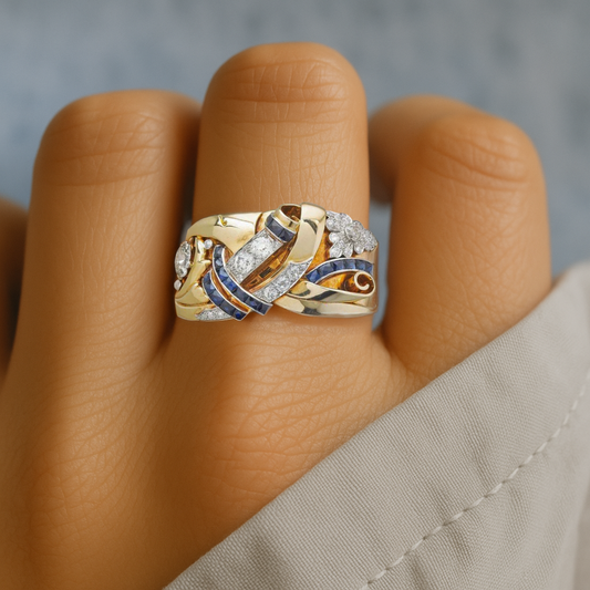 SAPPHIRE BLOOM VINTAGE RING