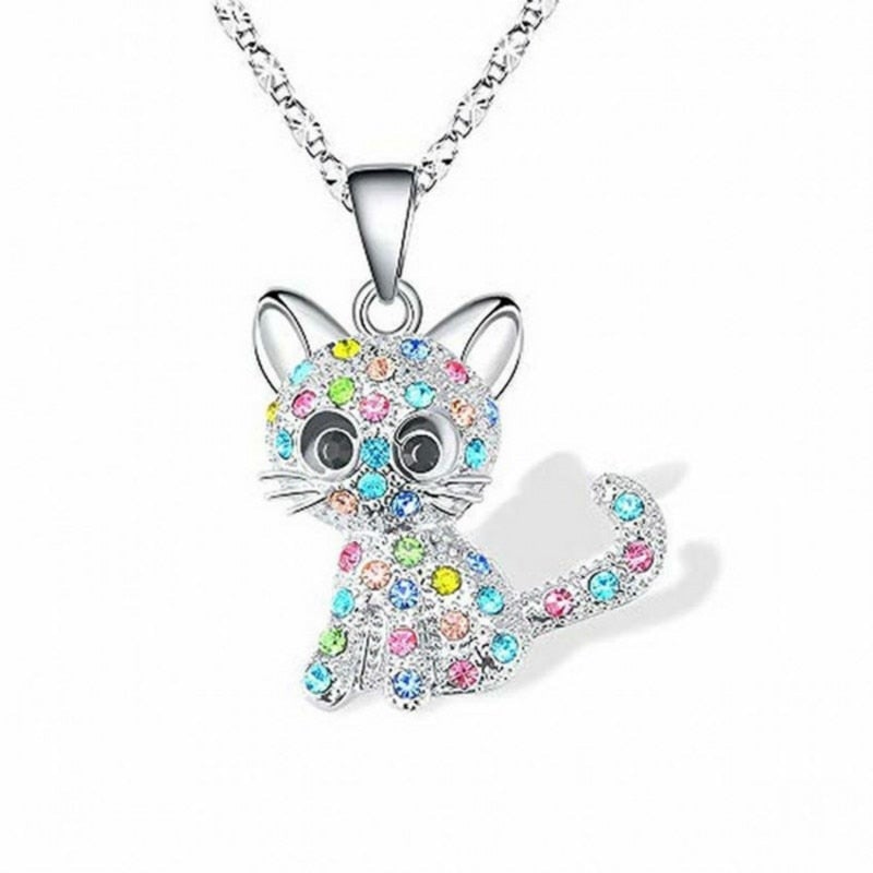 LUXE KITTEN SILVER ZIRCONIA NECKLACE