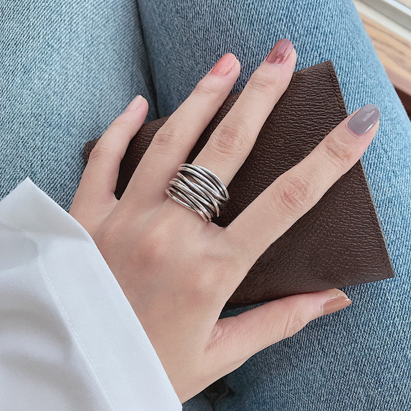 CLASSIC STACKED SILVER RING