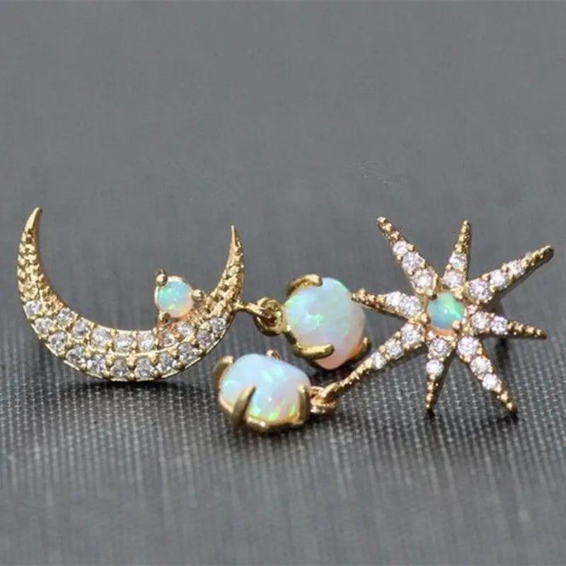 CELESTIAL MOON AND STAR OPAL EARRINGS