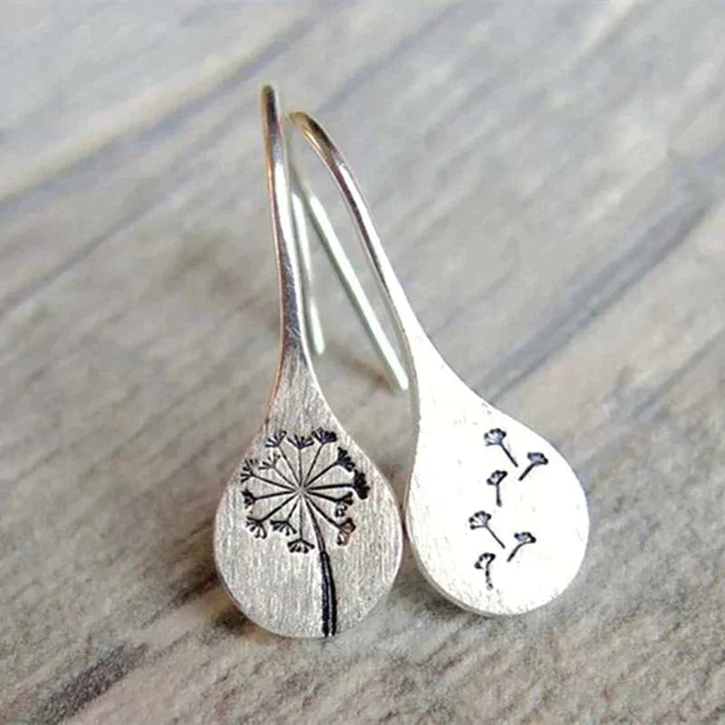 RADIANT DANDELION LEAF SILVER EARRINGS