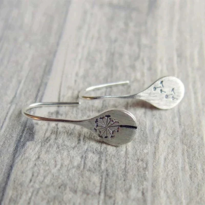 RADIANT DANDELION LEAF SILVER EARRINGS