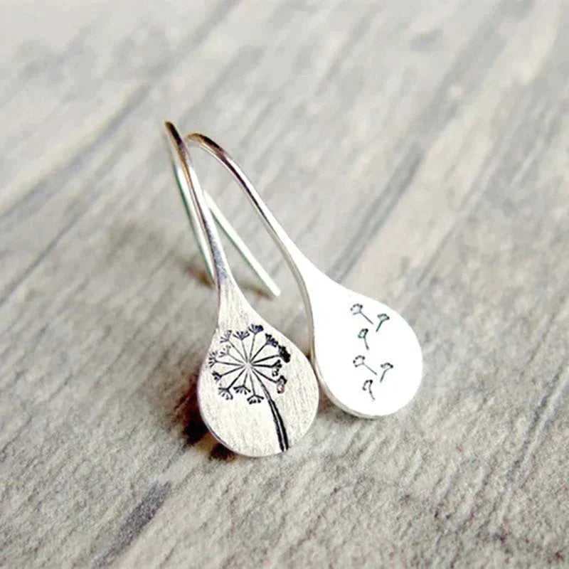 RADIANT DANDELION LEAF SILVER EARRINGS