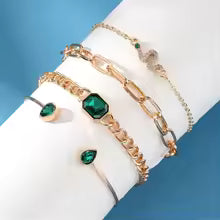 VINTAGE GREEN CRYSTAL BRACELET SET