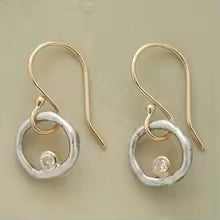 HEIRLOOM GOLD AND SILVER ZIRCONIA EARRINGS