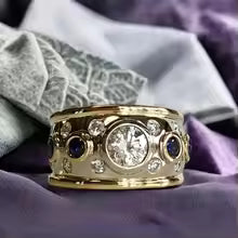RETRO GOLD GEM INLAY RING