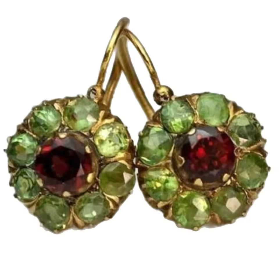 RADIANT GREEN AND RED CRYSTAL EARRINGS