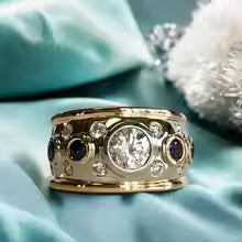 RETRO GOLD GEM INLAY RING