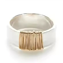 STERLING SILVER GOLD THREAD RING