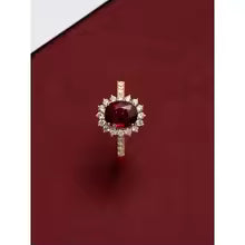 RETRO STYLE RED CRYSTAL GOLD RING
