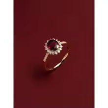 RETRO STYLE RED CRYSTAL GOLD RING