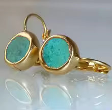 GOLDEN HOOPS WITH TURQUOISE GEM