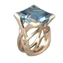 CLASSIC BLUE ZIRCONIA ROSE GOLD RING