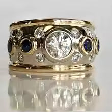 RETRO GOLD GEM INLAY RING