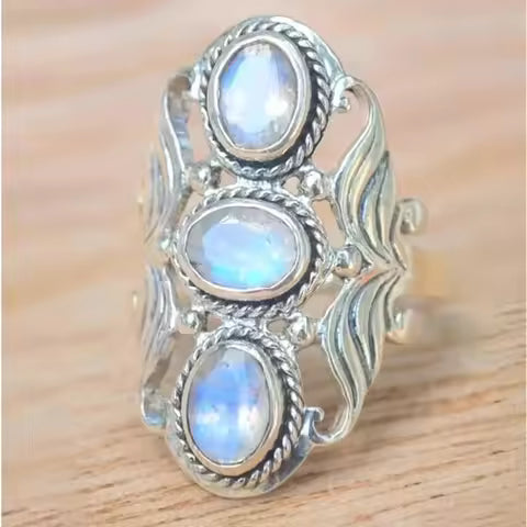 MOONSTONE TRIPLE CROWN RING