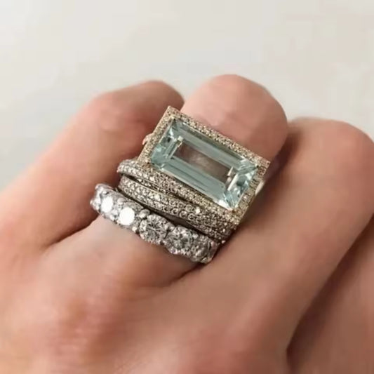 BOHEMIAN TURQUOISE GLASS SILVER RINGS