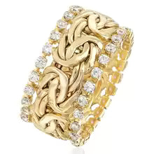 BRAIDED GOLDEN ZIRCONIA RING