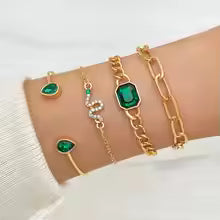 VINTAGE GREEN CRYSTAL BRACELET SET