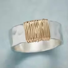 STERLING SILVER GOLD THREAD RING