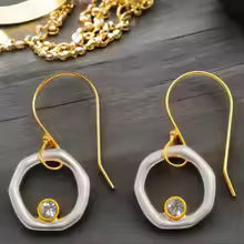 HEIRLOOM GOLD AND SILVER ZIRCONIA EARRINGS