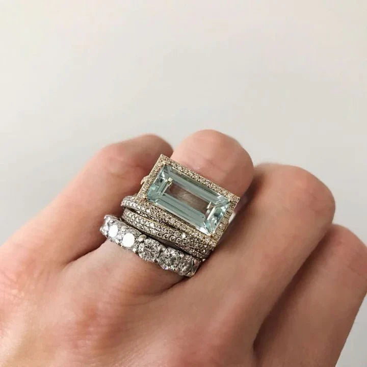 BOHEMIAN TURQUOISE GLASS SILVER RINGS
