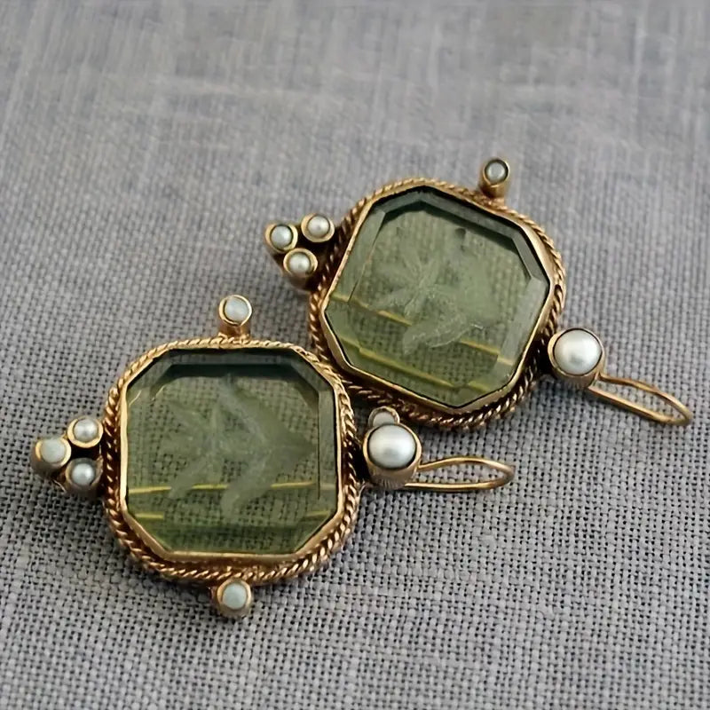 CELESTIAL GREEN PEARL EARRINGS