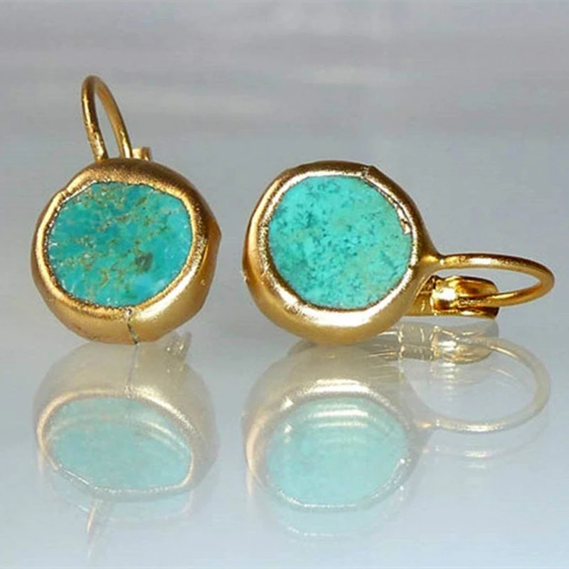 GOLDEN HOOPS WITH TURQUOISE GEM