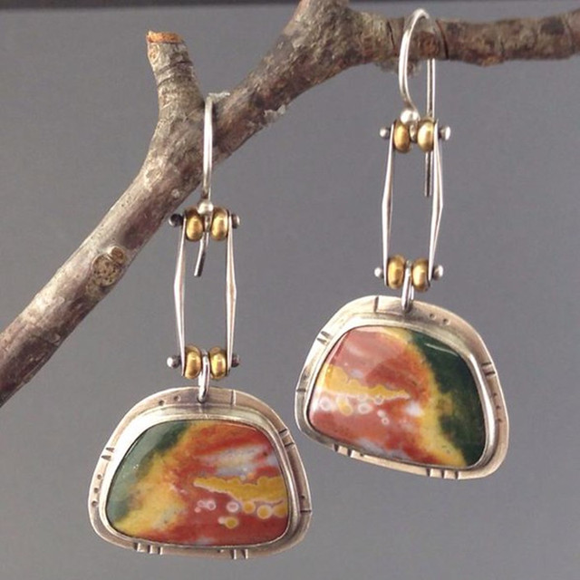 ARTISAN RAINBOW JASPER EARRINGS