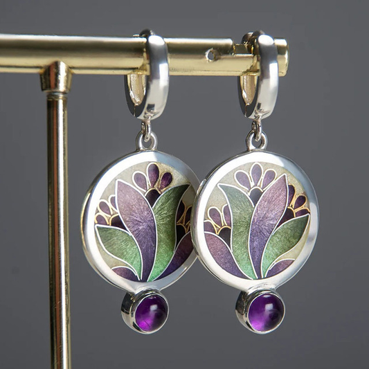 VINTAGE BOHO PURPLE CRYSTAL EARRINGS