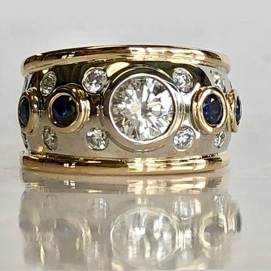 RETRO GOLD GEM INLAY RING