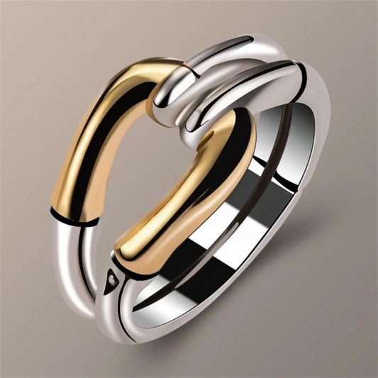TIMELESS KNOTTED GOLD SILVER RING