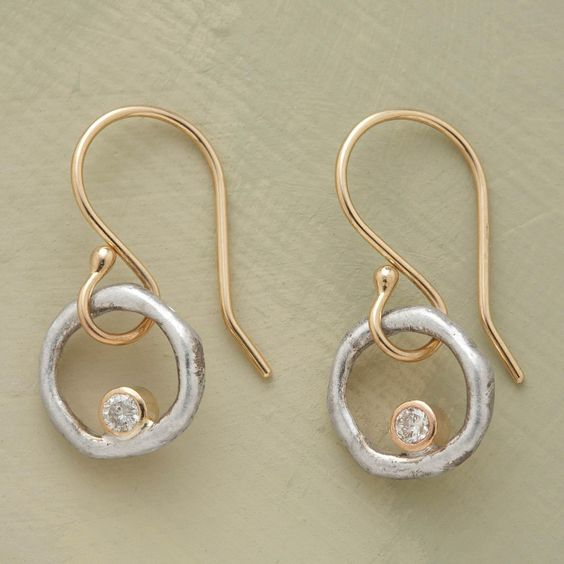HEIRLOOM GOLD AND SILVER ZIRCONIA EARRINGS