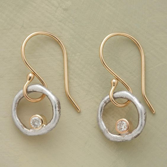 HEIRLOOM GOLD AND SILVER ZIRCONIA EARRINGS