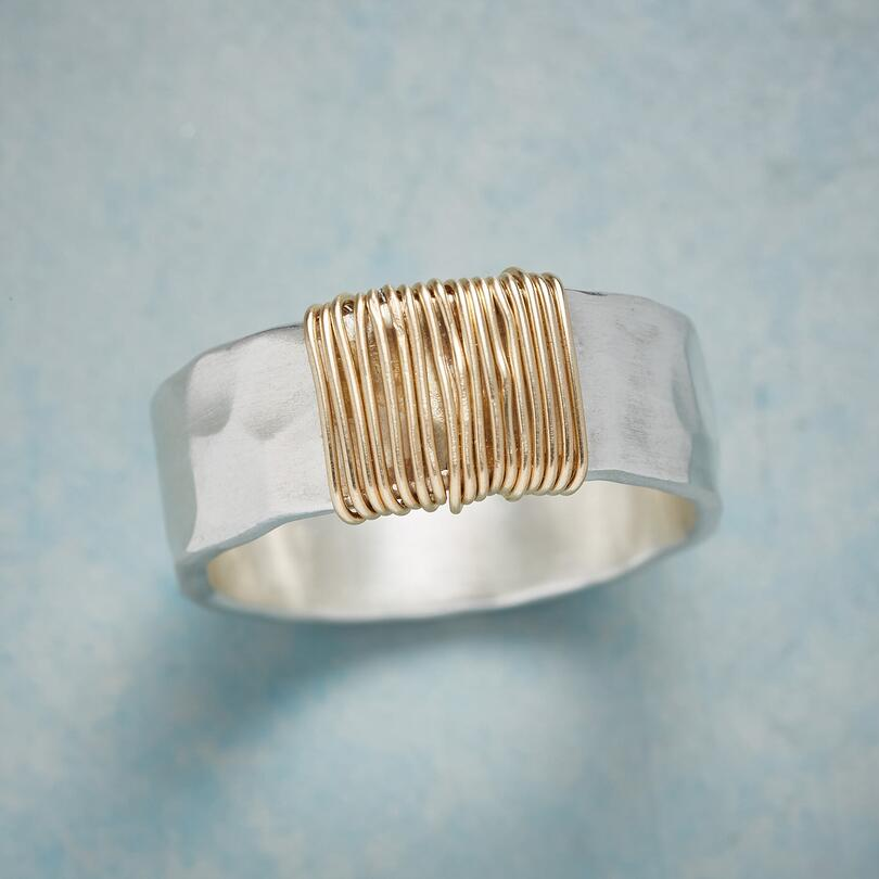 STERLING SILVER GOLD THREAD RING
