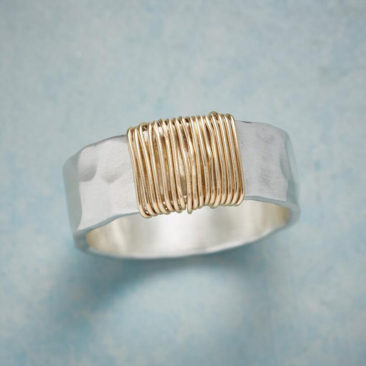 STERLING SILVER GOLD THREAD RING