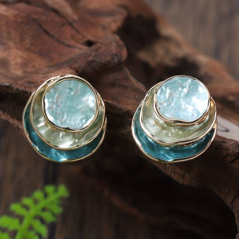 MULTI-LAYERED HANDPAINTED VINTAGE EARRINGS