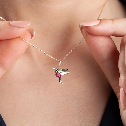 FLYING BIRD RED CRYSTAL NECKLACE