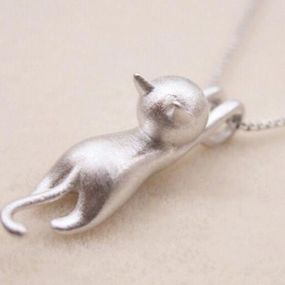 HANGING CAT SILVER PENDANT