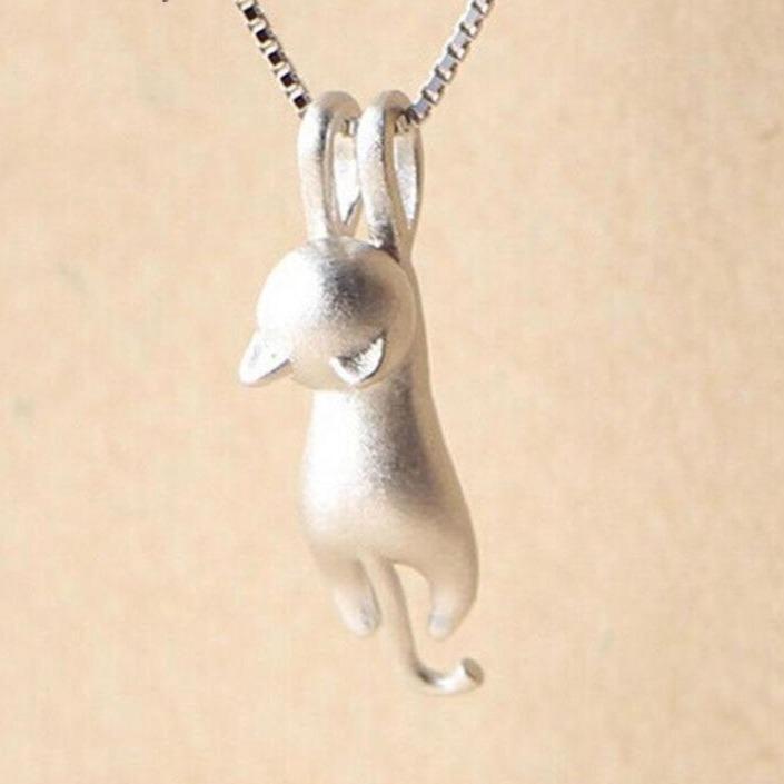 HANGING CAT SILVER PENDANT